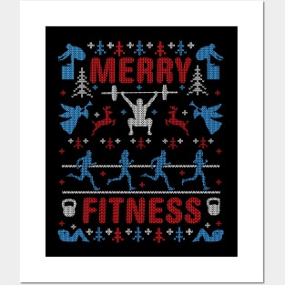 Funny Merry Fitness Exercise Gym Ugly Christmas Sweater Party Posters and Art